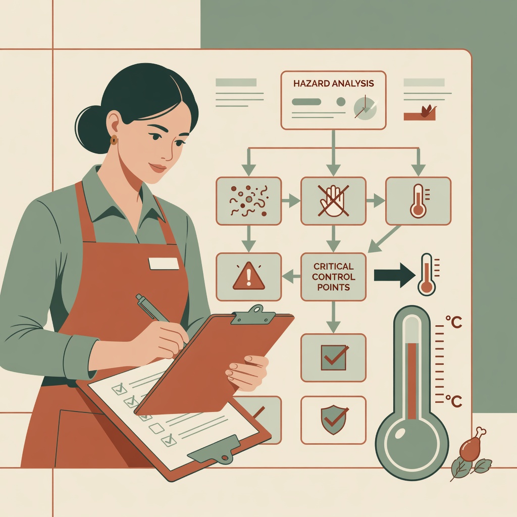 Professional studying HACCP hazard analysis